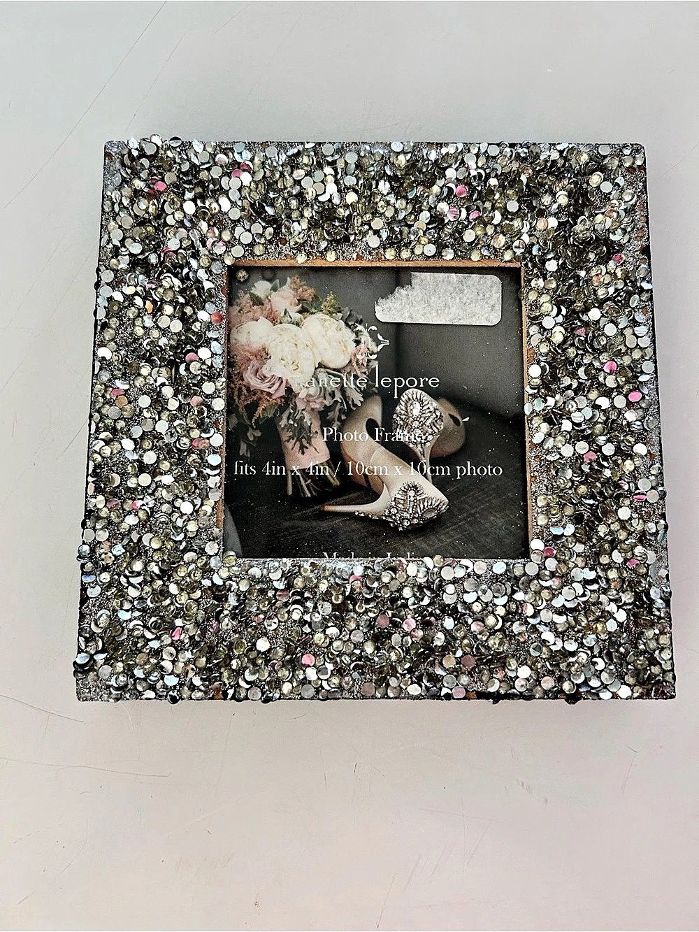 Nanette lepore Photo Frame Embellished in Silver & Pink Like New